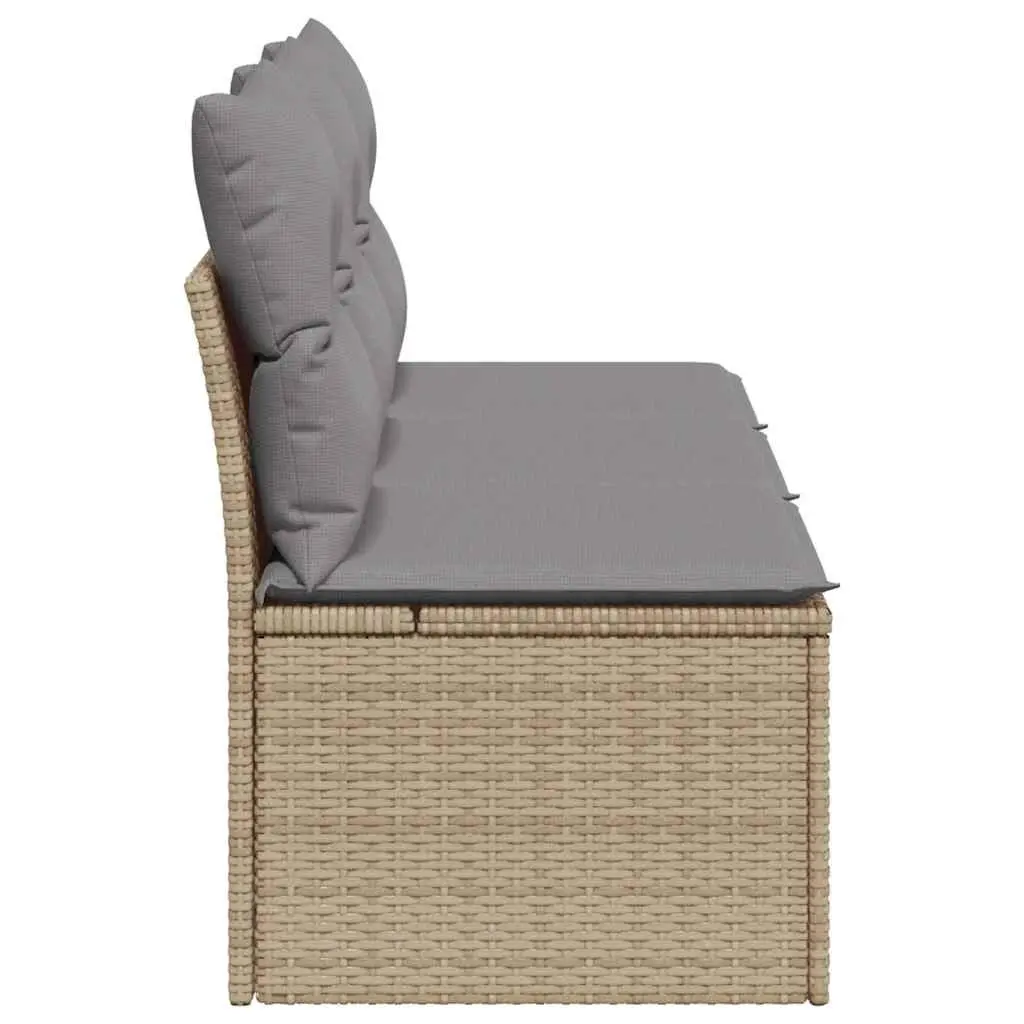 Outdoor Garden Sofa 3-Seater Storage Cushions Beige Poly Rattan