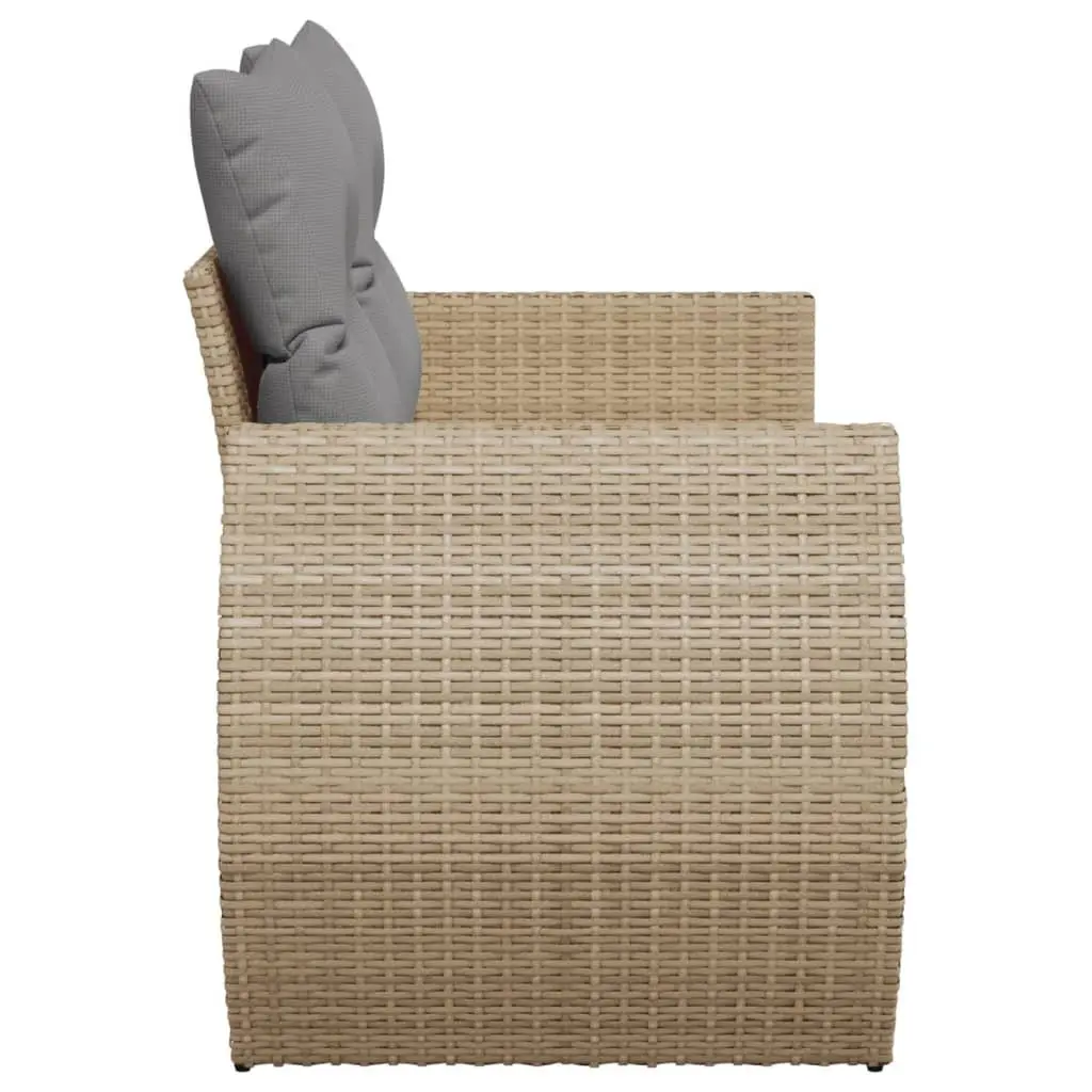 2-Seater Garden Sofa Outdoor Patio Seating Beige with Storage Cushions