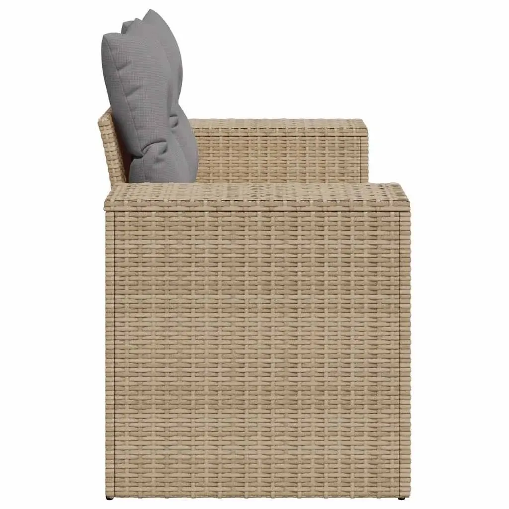 2-Seater Garden Sofa Outdoor with Storage Beige PE Rattan and Cushions