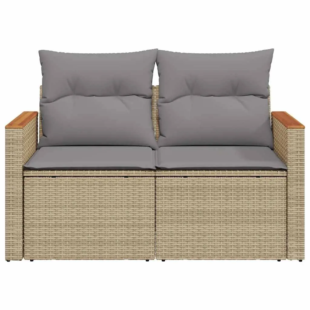 2-Seater Garden Sofa Outdoor Patio Furniture Beige with Storage Cushions