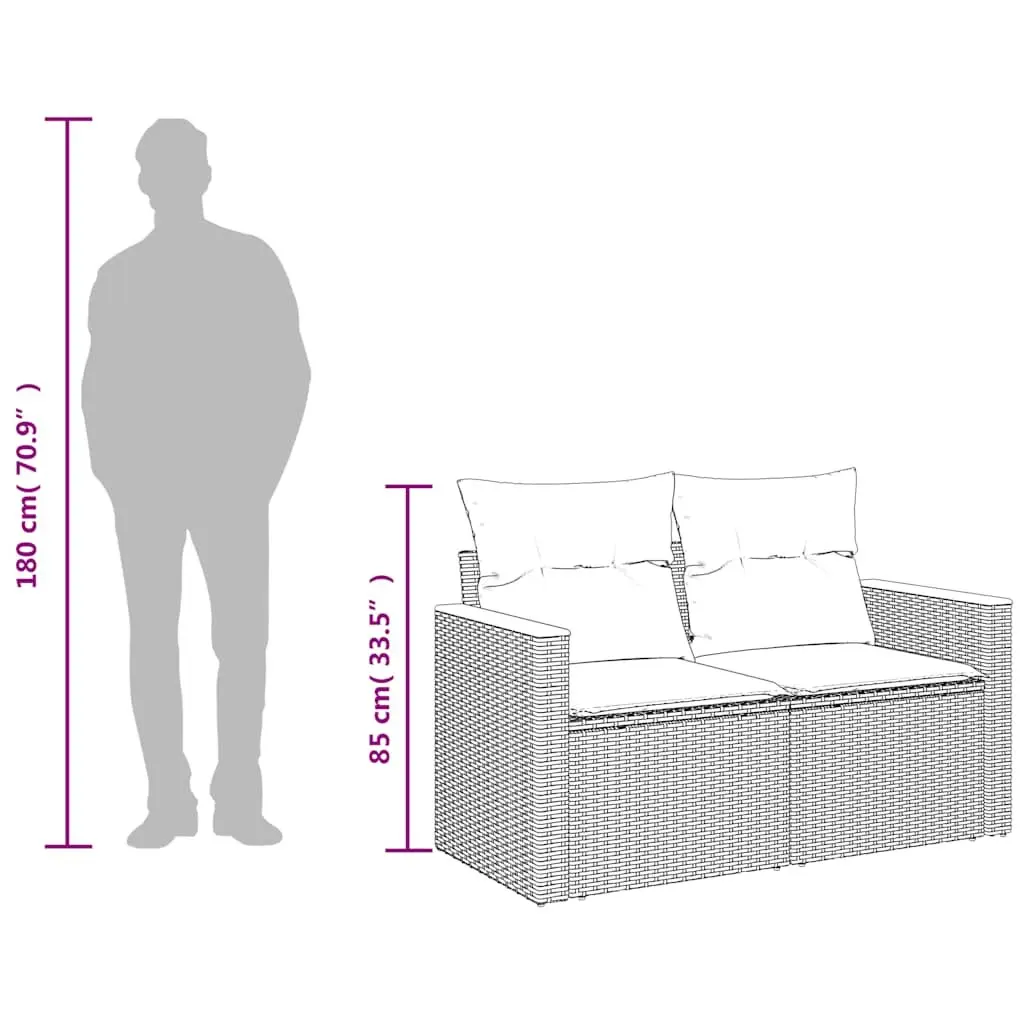2-Seater Garden Sofa Outdoor Patio Furniture Beige with Storage Cushions