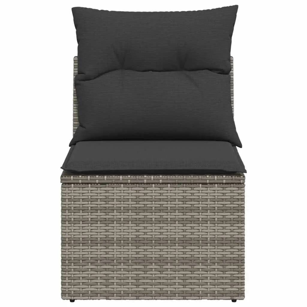 Garden Sofa Armless Modular Outdoor Seating Grey Poly Rattan with Cushions