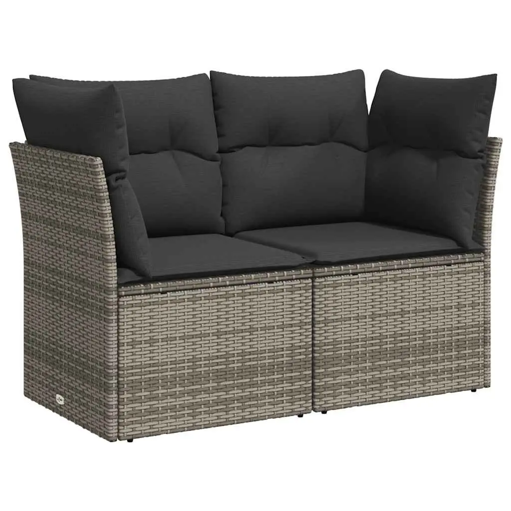 Outdoor 2-Seater Sofa Set in Grey Poly Rattan
