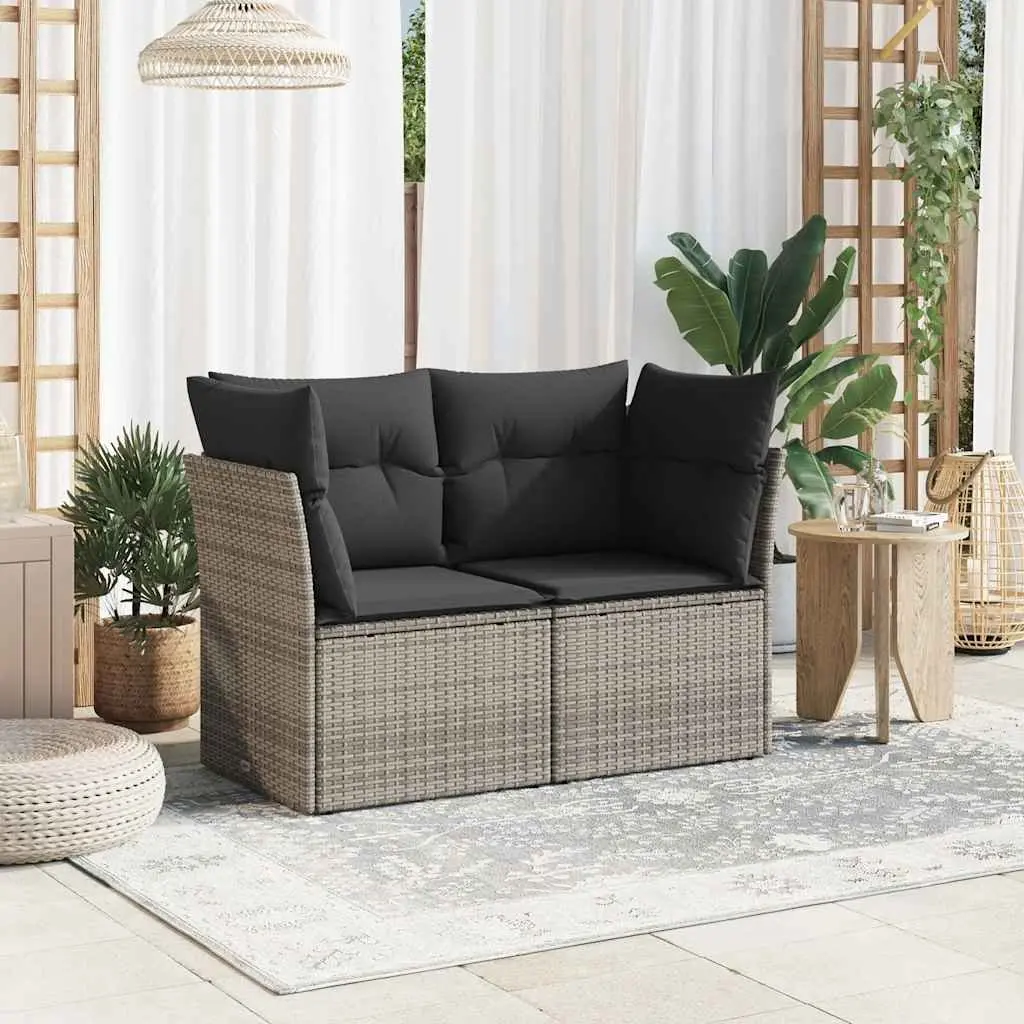 Outdoor 2-Seater Sofa Set in Grey Poly Rattan