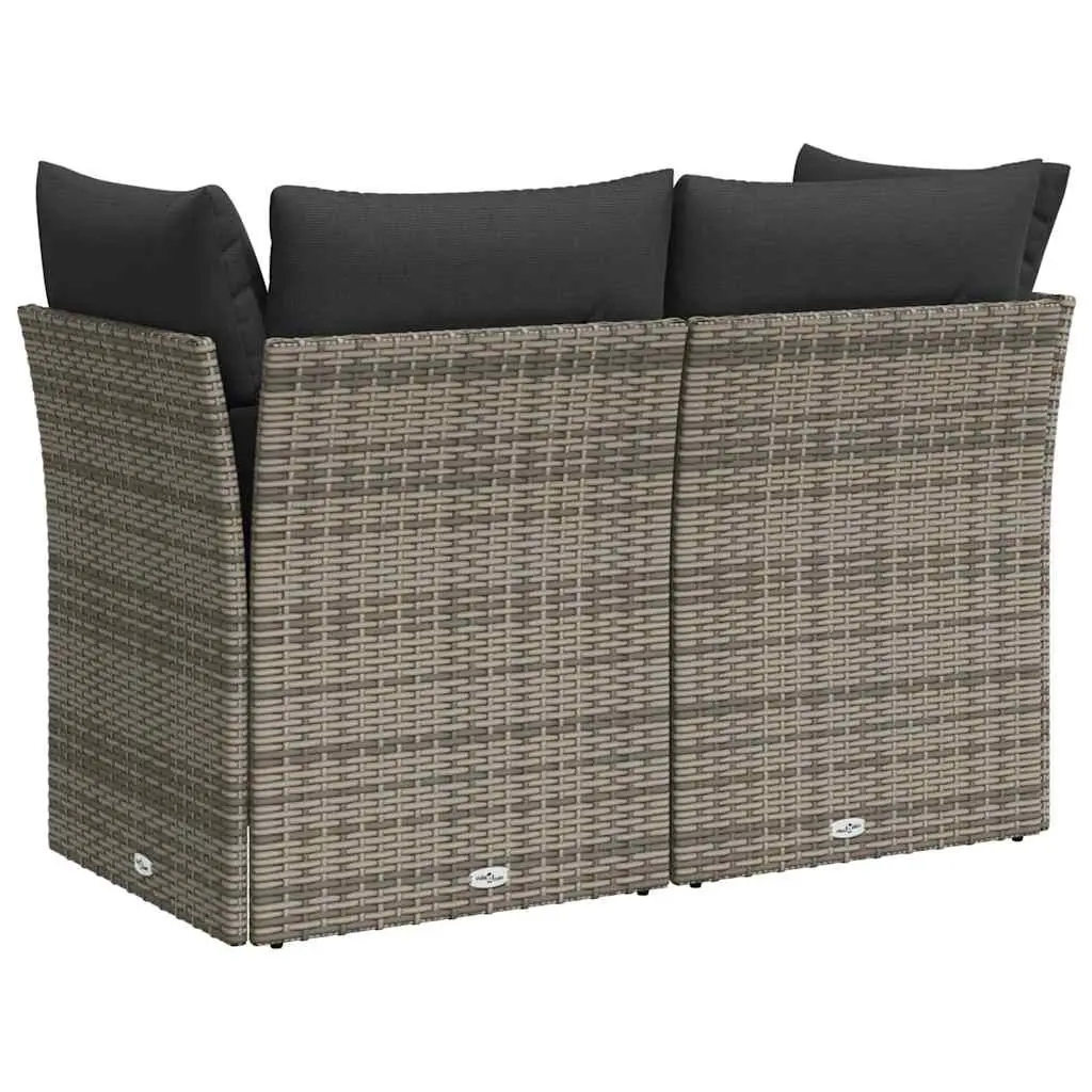 Outdoor 2-Seater Sofa Set in Grey Poly Rattan
