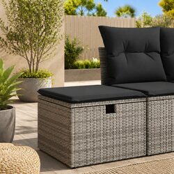 Reliable Grey Garden Stool with Cushion and Storage