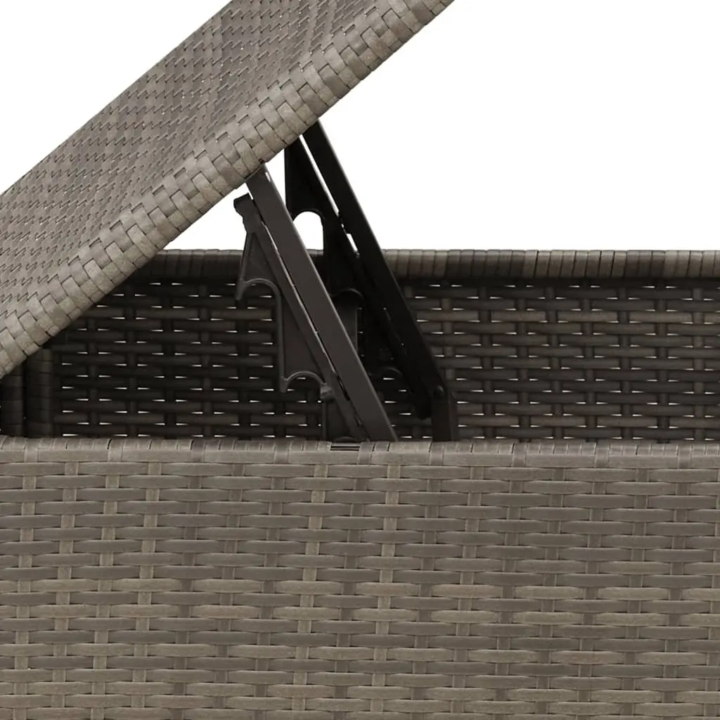 Garden Stool Outdoor Furniture with Storage Cushion 55 x 55 x 37 cm Grey Poly Rattan