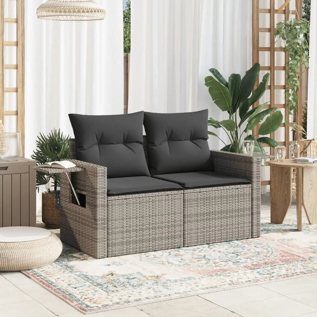2-Seater Garden Sofa Outdoor Lounge Furniture Poly Rattan Grey