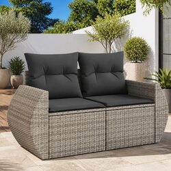 Comfortable Grey 2-Seater Garden Sofa with Washable Cushions