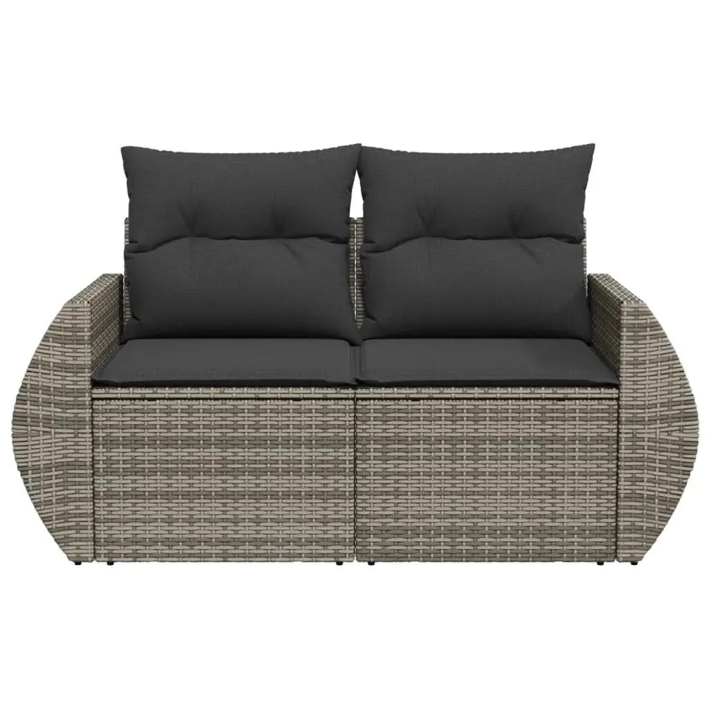 Grey 2-Seater Garden Sofa with Washable Cushions