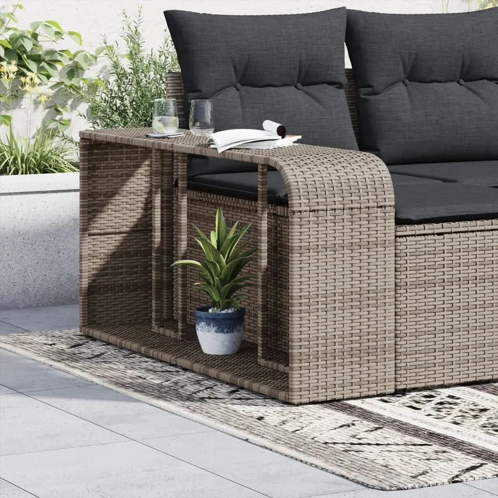 Storage Shelves Outdoor Garden Furniture 2 Pieces Grey Poly Rattan