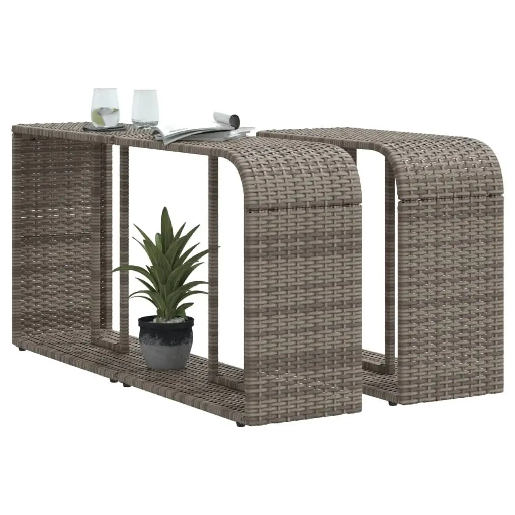 Storage Shelves Outdoor Garden Furniture 2 Pieces Grey Poly Rattan