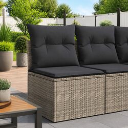 A Practical Grey Outdoor Chair with Storage and Cushions