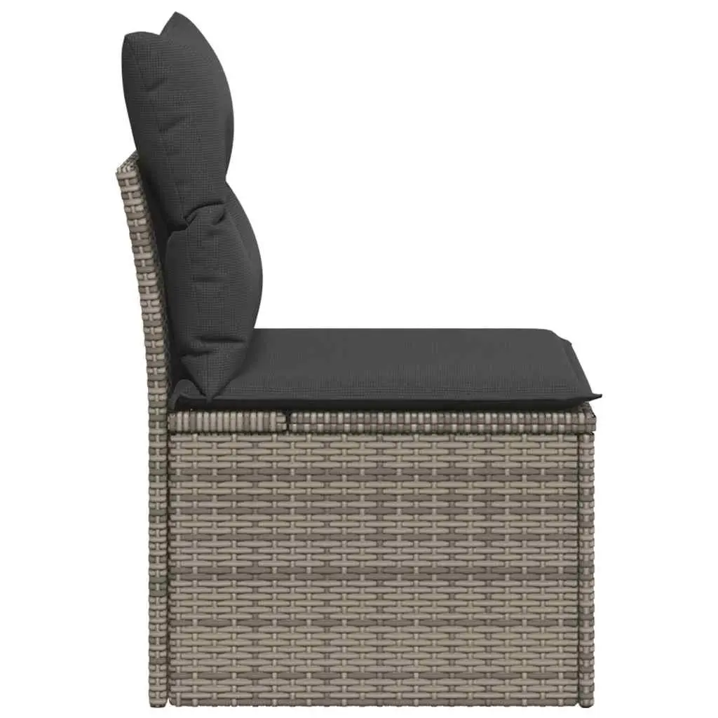 Garden Chair Armless Outdoor Seating Grey Poly Rattan with Cushions