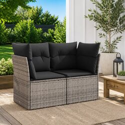 Comfortable 2-Seater Garden Sofa with Storage Grey
