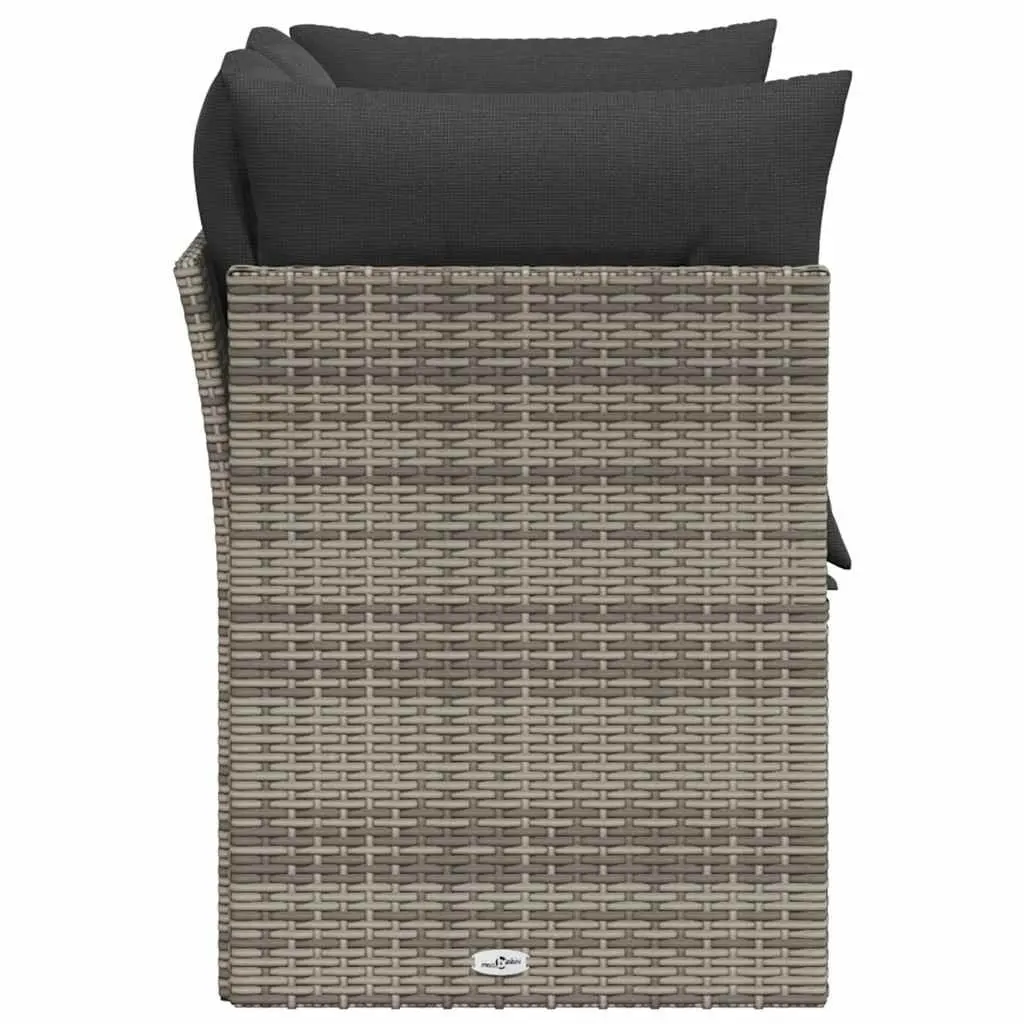 2-Seater Garden Sofa Outdoor Seating Grey Poly Rattan with Cushions and Storage