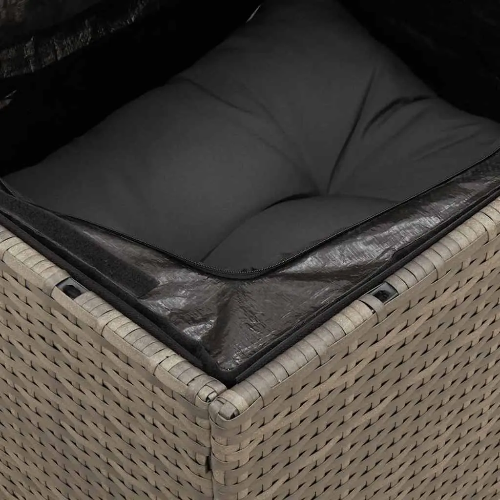 3-Seater Garden Sofa Outdoor Seating Grey Poly Rattan with Cushions and Storage