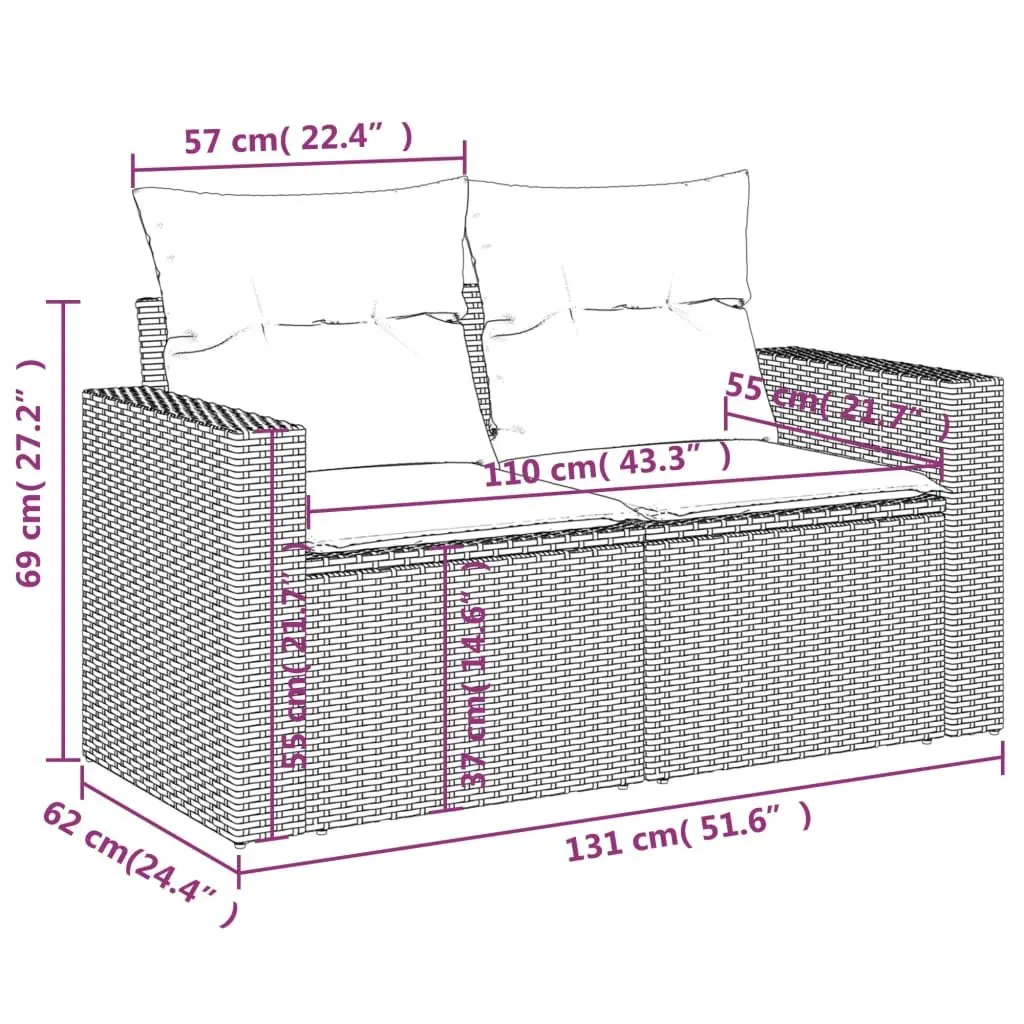 Grey 2-Seater Garden Sofa with Storage Solutions