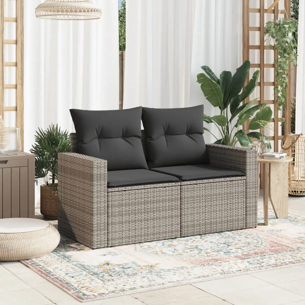 Grey 2-Seater Garden Sofa with Storage Solutions