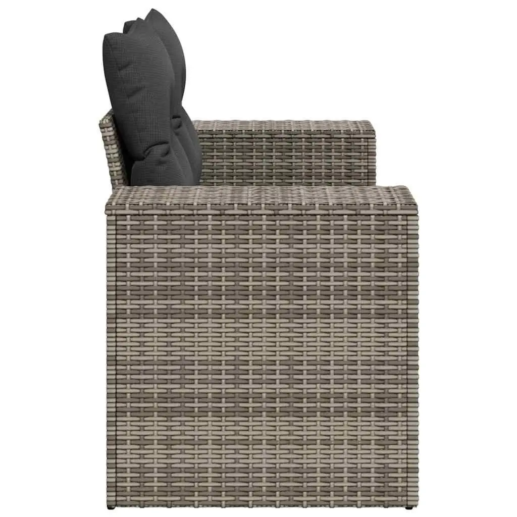 2-Seater Garden Sofa Outdoor Rattan Furniture with Cushions Storage Grey