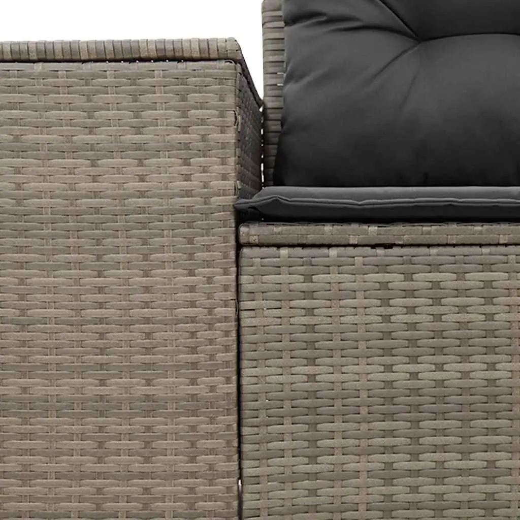 2-Seater Garden Sofa Outdoor Rattan Furniture with Cushions Storage Grey