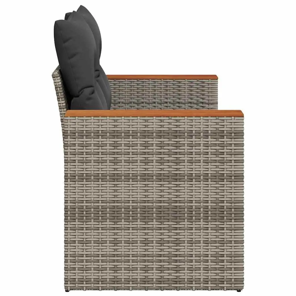 2-Seater Outdoor Garden Sofa with Storage Cushions Grey Poly Rattan Patio