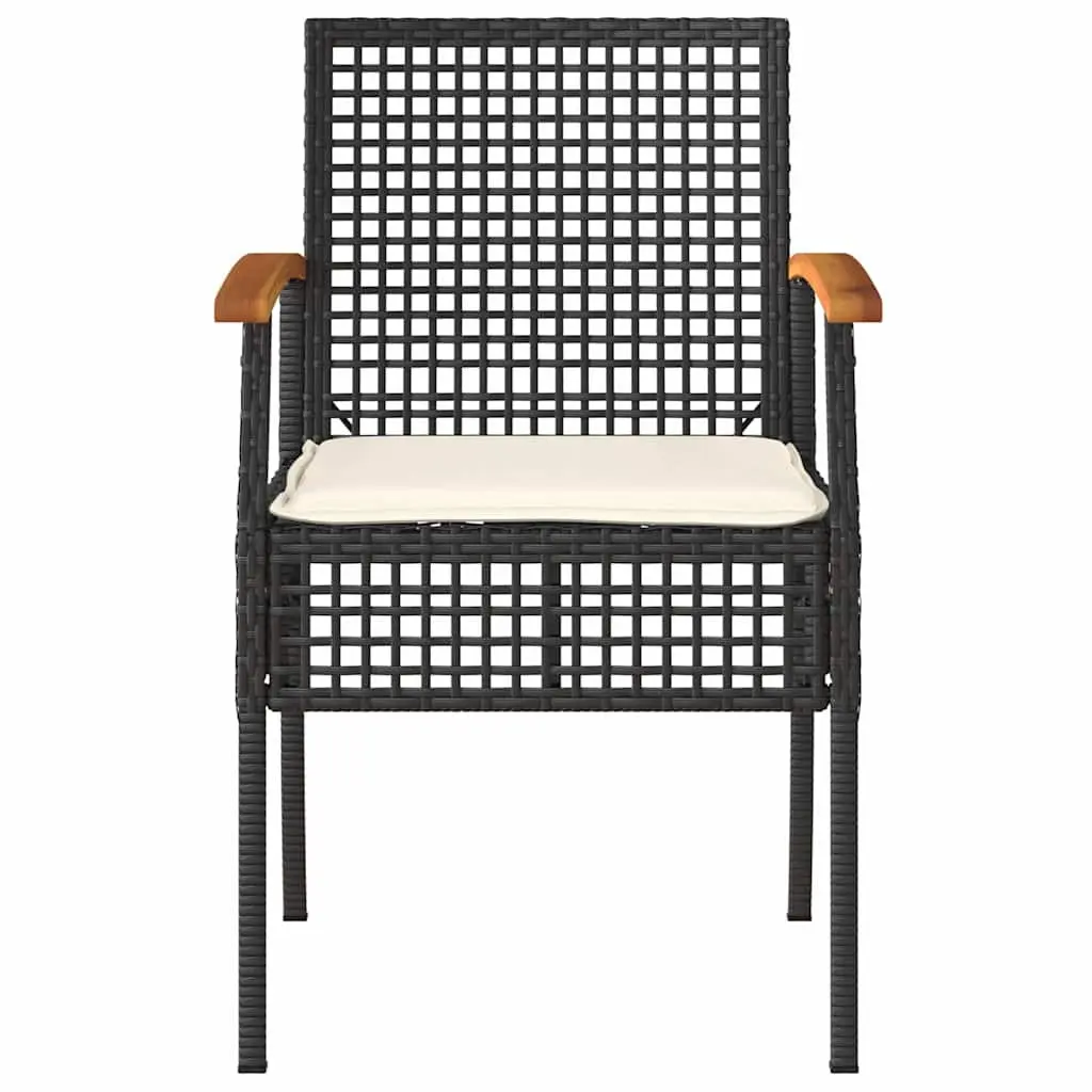 Black Poly Rattan Garden Lounge Set 4 Piece Outdoor Patio Furniture with Cushions