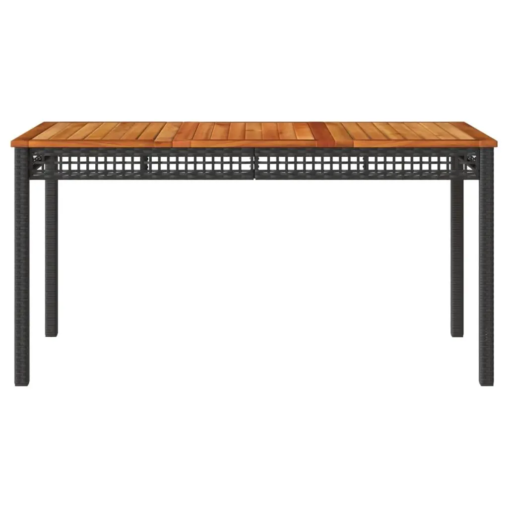 Outdoor Dining Table Poly Rattan Acacia Wood 140x80x75cm Black Garden Furniture