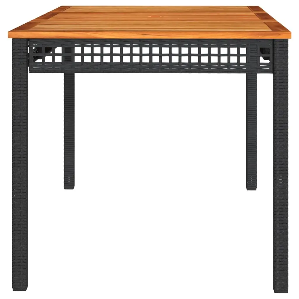 Outdoor Dining Table Poly Rattan Acacia Wood 140x80x75cm Black Garden Furniture