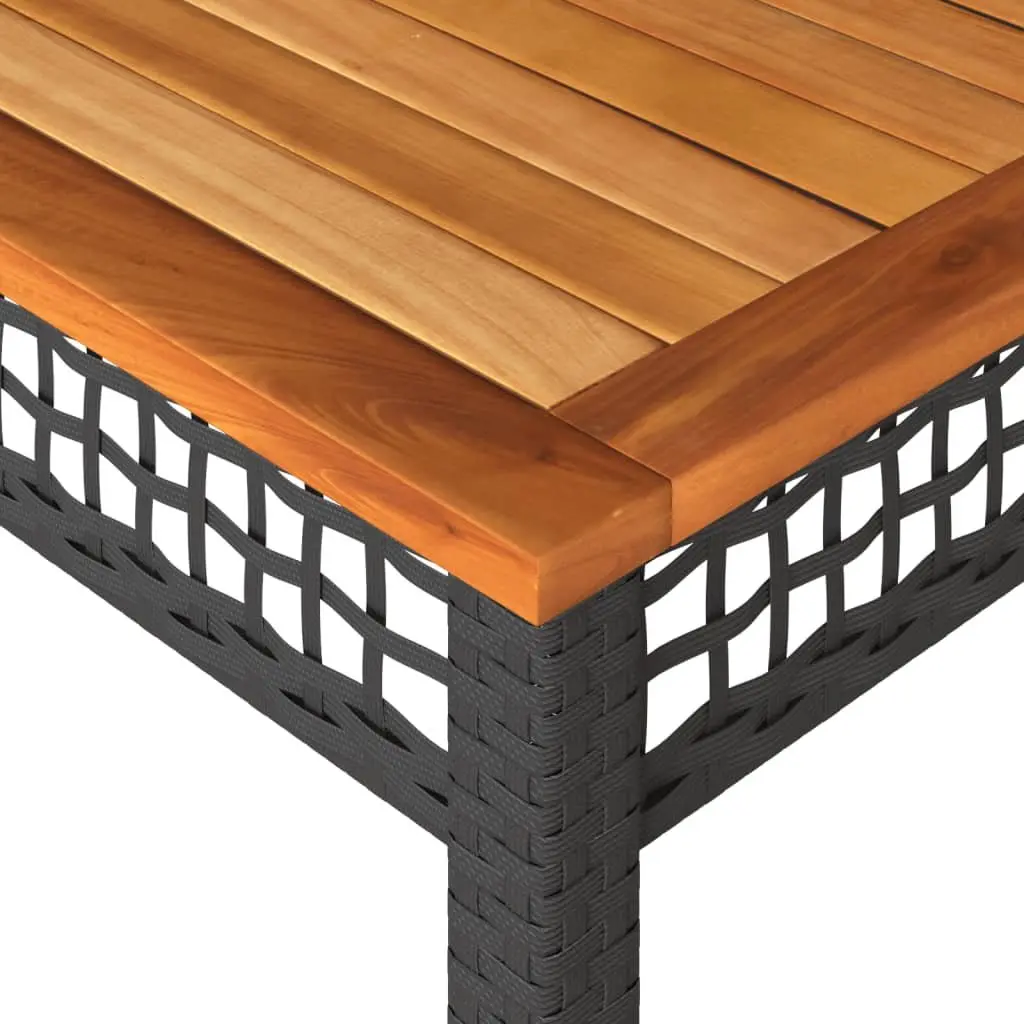 Outdoor Dining Table Poly Rattan Acacia Wood 140x80x75cm Black Garden Furniture