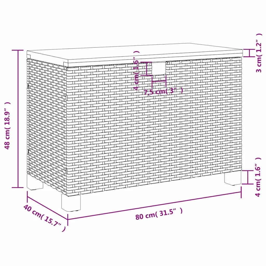 Garden Storage Box Outdoor Bench Seat 80x40x48cm Black PE Rattan Acacia