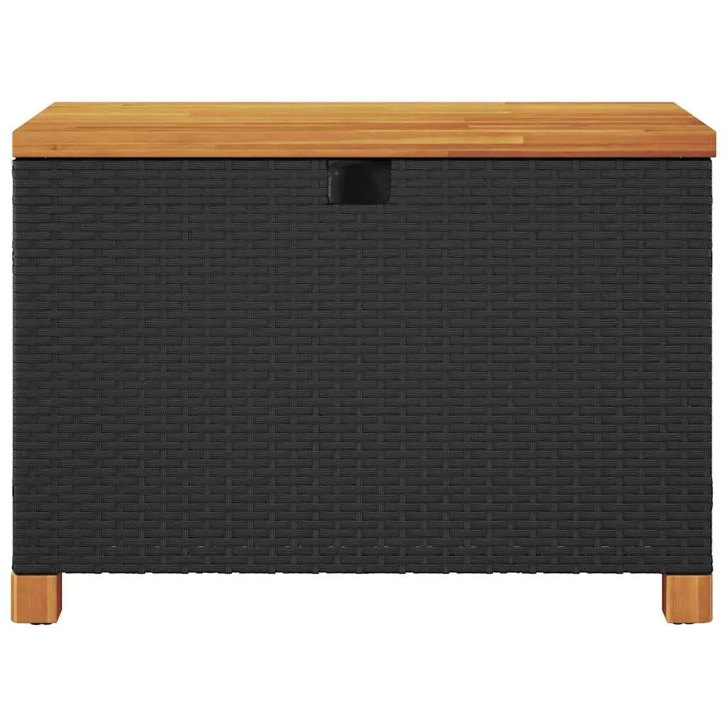 Garden Storage Box Outdoor Bench Seat 80x40x48cm Black PE Rattan Acacia