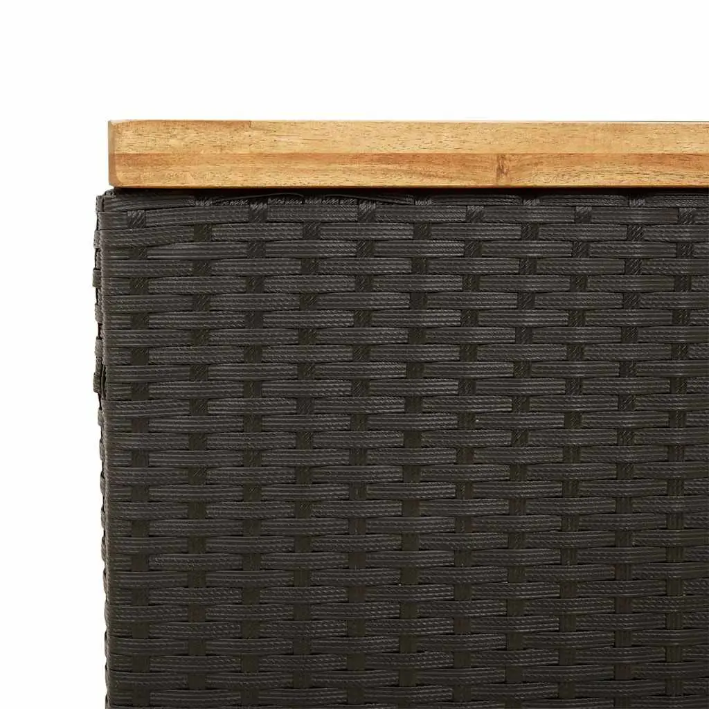 Garden Storage Box Outdoor Bench Seat 80x40x48cm Black PE Rattan Acacia