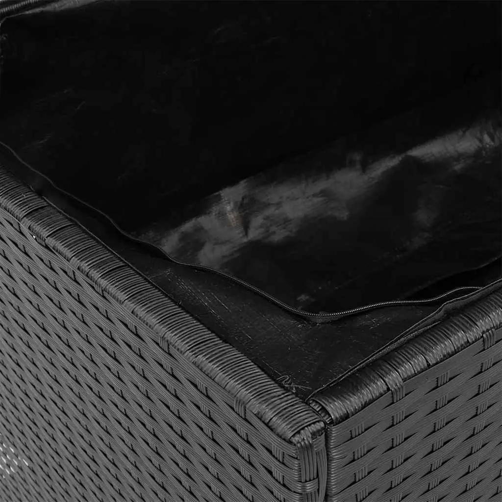 Garden Storage Box Bench Seat Outdoor 110 x 55 x 63 cm Black Poly Rattan Acacia Wood