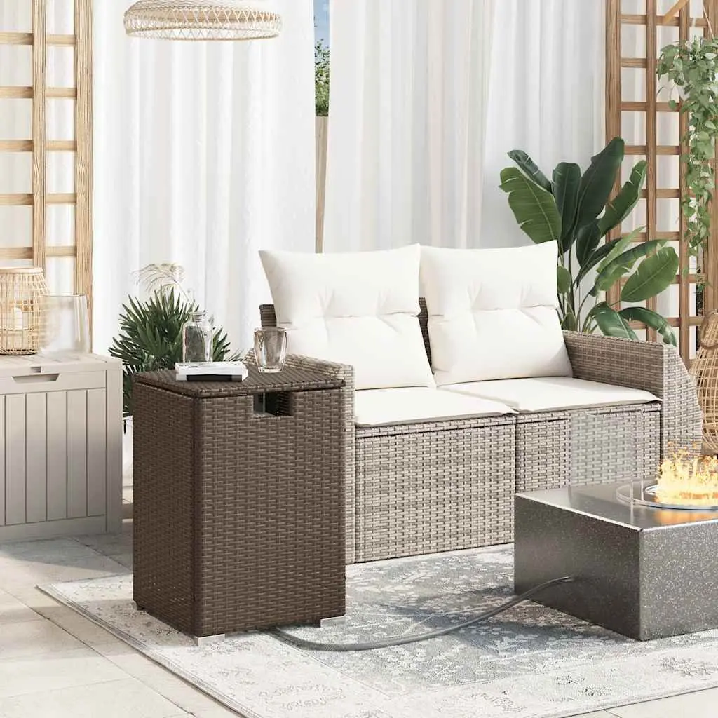 Propane Tank Cover Table Outdoor Side Table 40x40x60cm Brown Poly Rattan