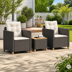 Comfortable 3 Piece Outdoor Bistro Set in Black