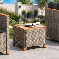 Reliable Grey Garden Table with Acacia Wood Top