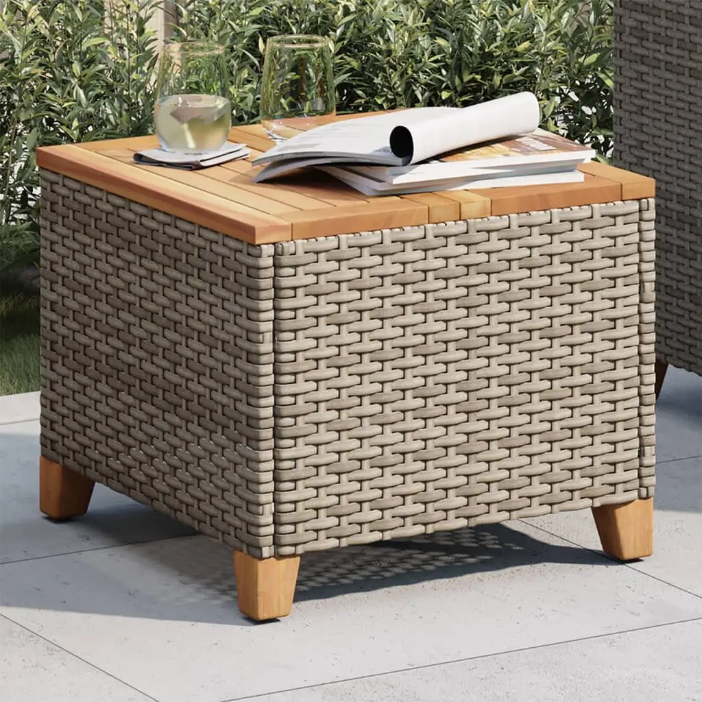 Grey Garden Table with Acacia Wood Top