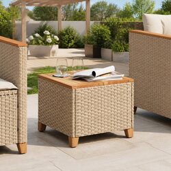 Practical and Durable Beige Garden Table for Outdoors