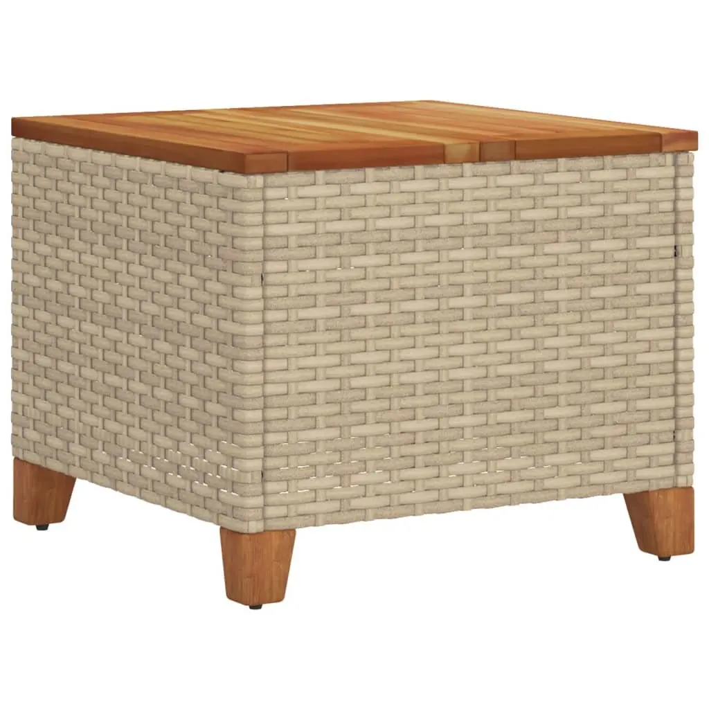 Garden Table Outdoor Dining 45x45x37cm Beige PE Rattan Acacia