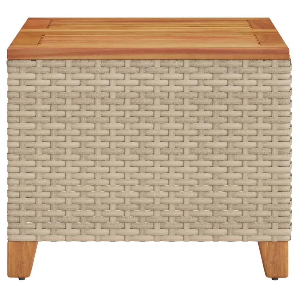 Garden Table Outdoor Dining 45x45x37cm Beige PE Rattan Acacia