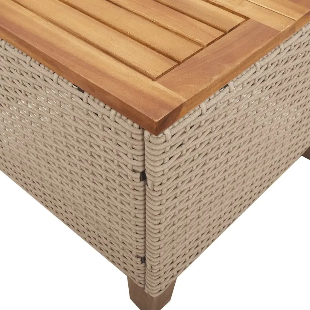 Garden Table Outdoor Dining 45x45x37cm Beige PE Rattan Acacia