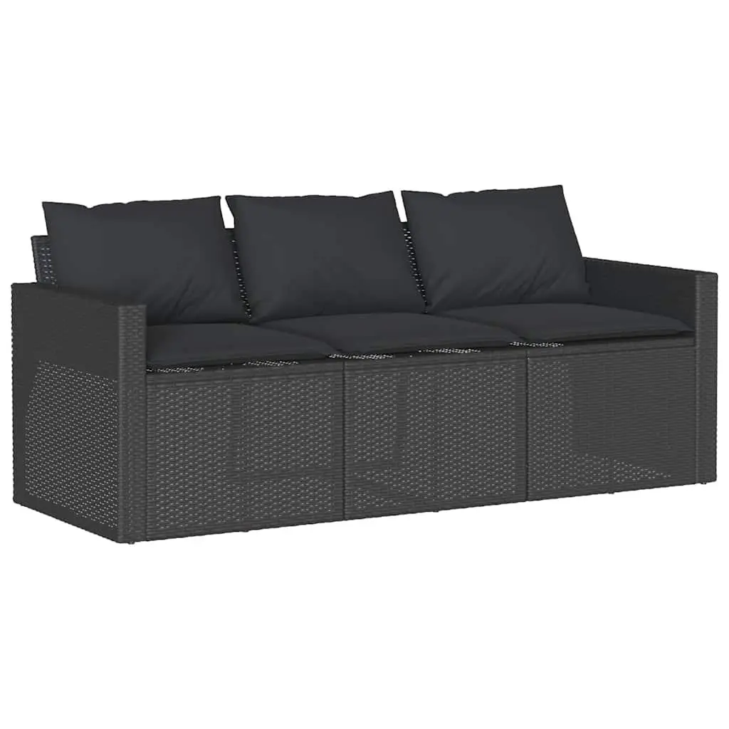 Outdoor Dining Set 2 Piece Garden Furniture Black Poly Rattan Table Chairs