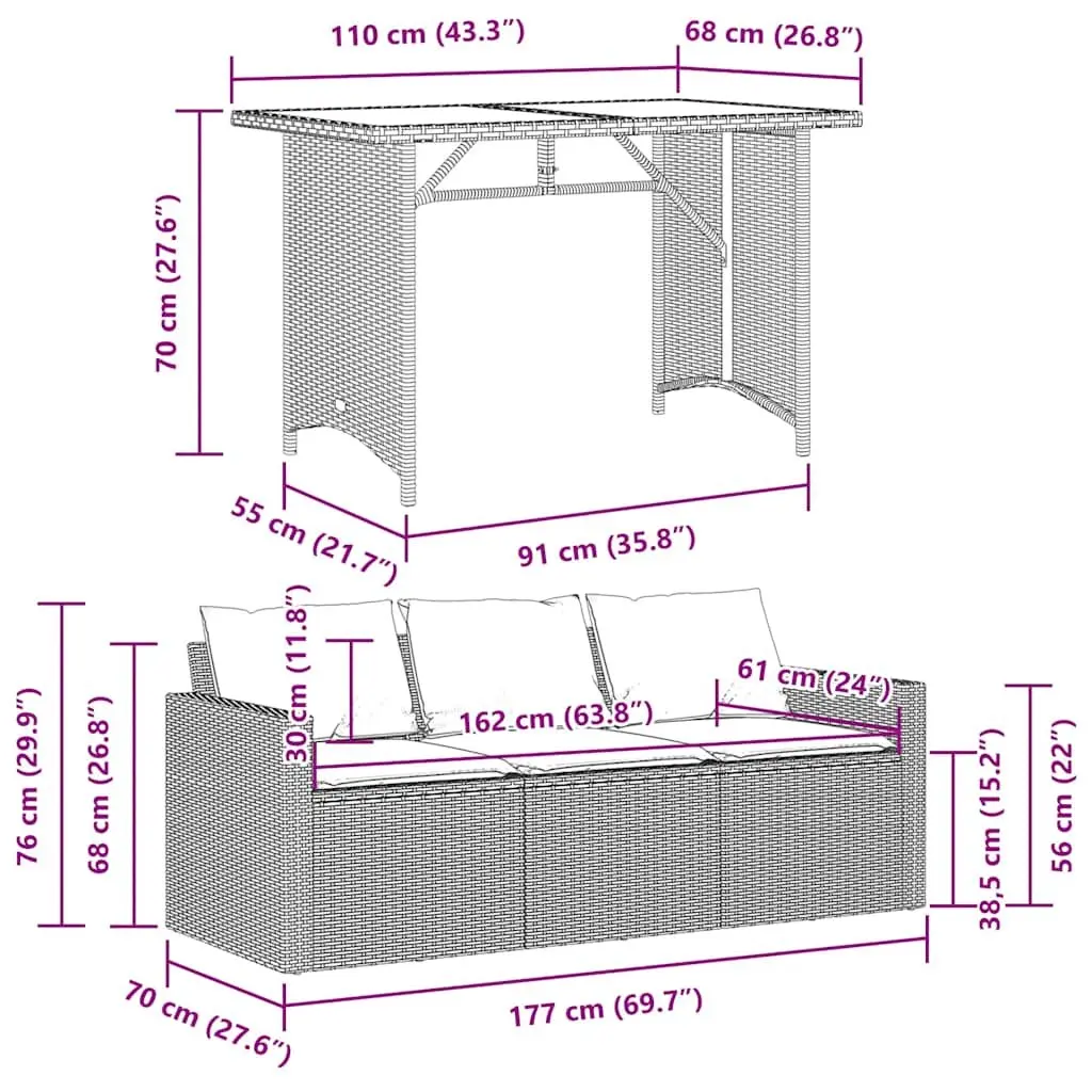 2-Piece Garden Dining Set