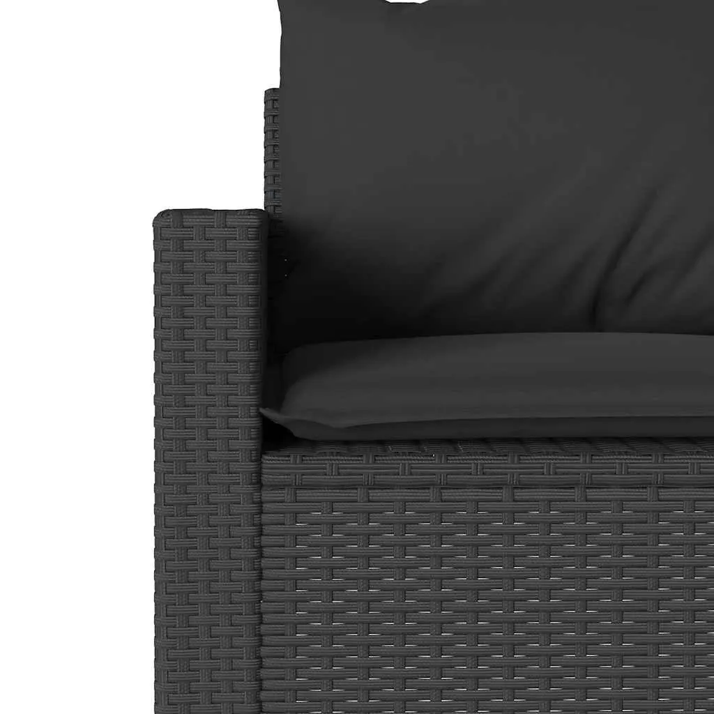 Garden Sofa 3-Seater Outdoor Patio Furniture Black Poly Rattan with Cushions