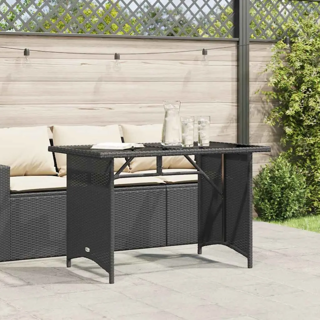 Black Outdoor Garden Table with Glass Top
