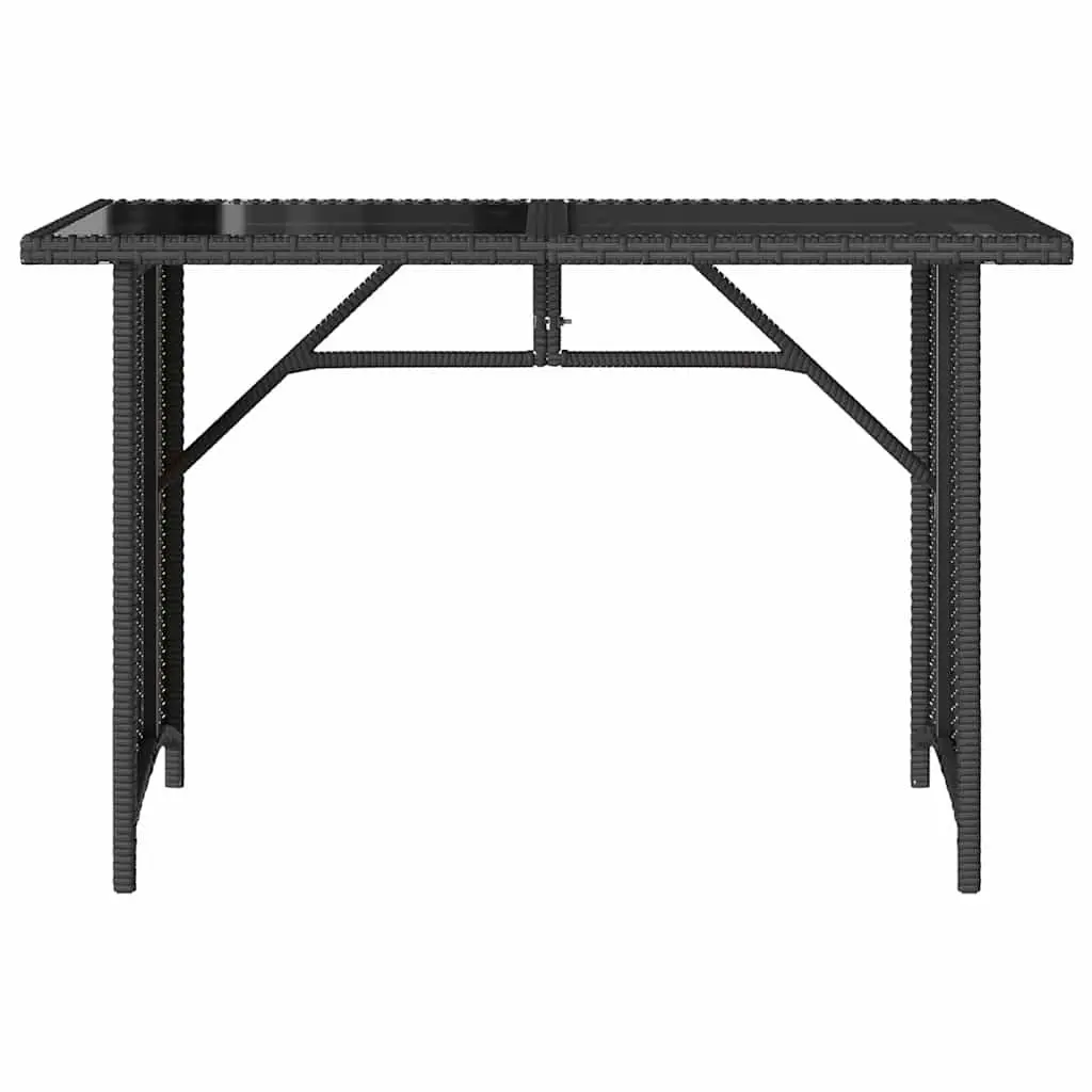 Black Outdoor Garden Table with Glass Top