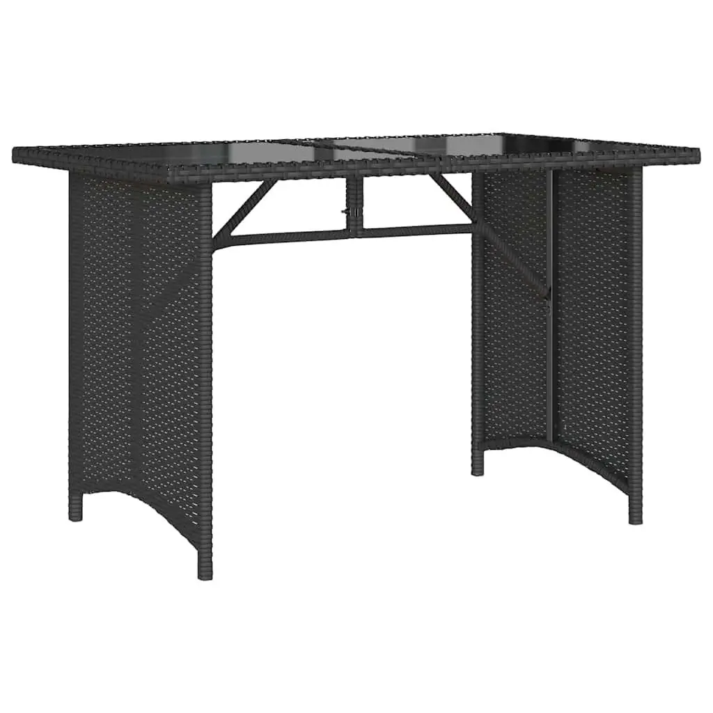Black Outdoor Garden Table with Glass Top