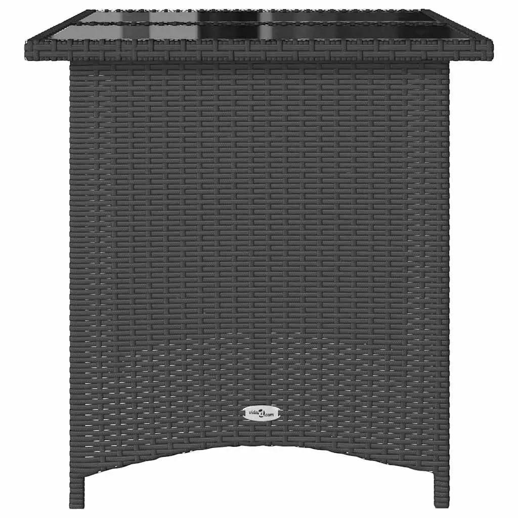 Black Outdoor Garden Table with Glass Top