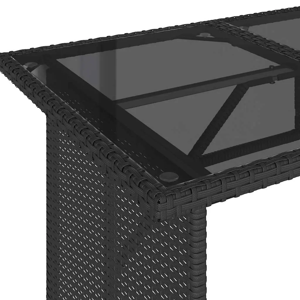 Black Outdoor Garden Table with Glass Top